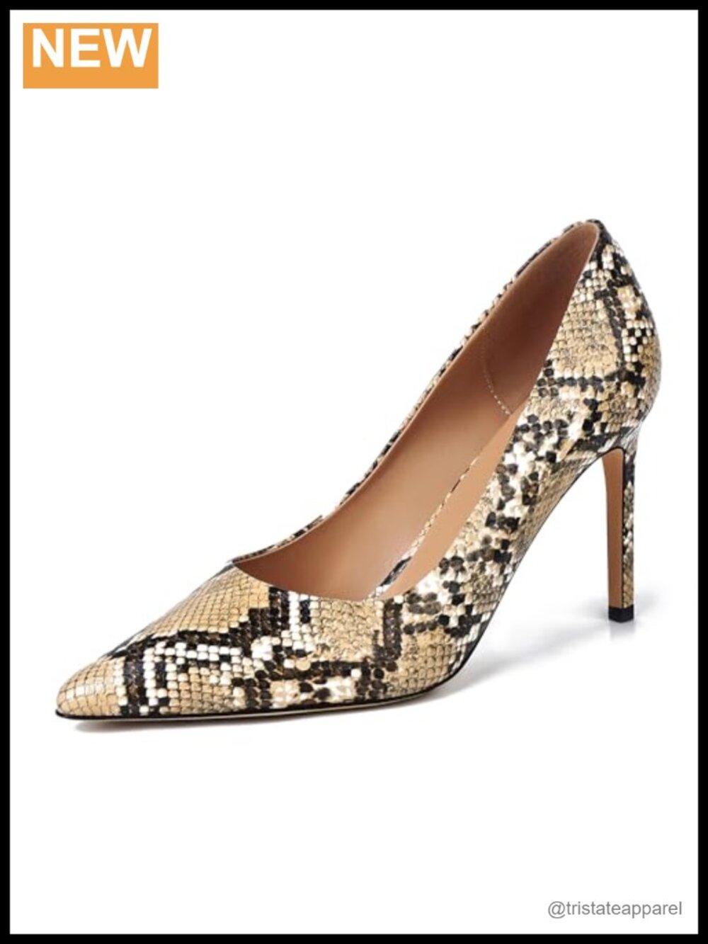Snake Skin Print Kitten Heel Pumps Pointed Toe Slip On Vegan Leather Dress Shoes